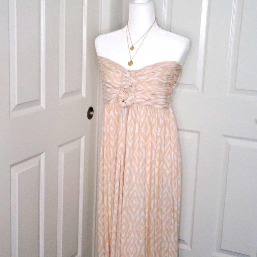 Peach and white cotton maxi dress